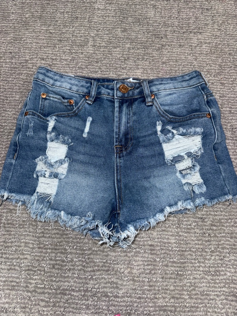 Almost Famous Distressed Denim Cutoff Shorts - Blue